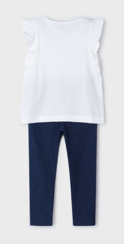 Mayoral - 2-teiliges Set/ T-Shirt weiß & Leggings blau